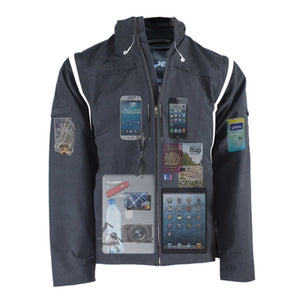 AyeGear travel jacket with lots of pockets including iPad carry