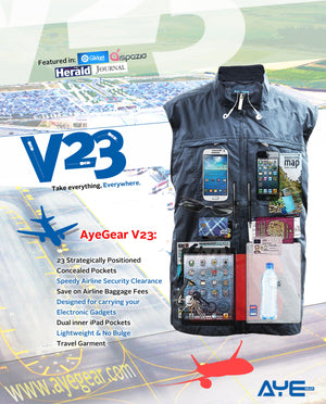 AyeGear V23 - Travel Vest , Travel Vest - AyeGear, AyeGear - Travel Clothing, Carry Your iPad | Travel Vests | Hoodies | Jackets | Tees
 - 10
