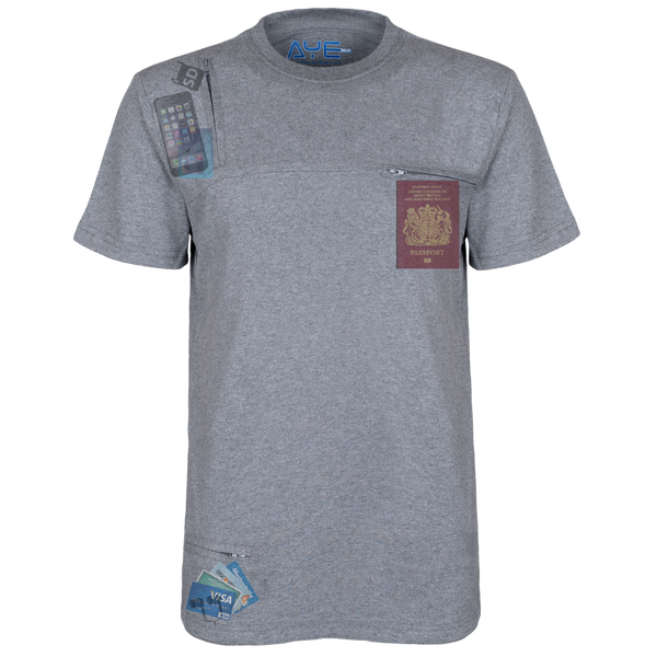 AyeGear - 3 Pocket Tshirt , Tshirt - AyeGear, AyeGear - Travel Clothing, Carry Your iPad | Travel Vests | Hoodies | Jackets | Tees
 - 1