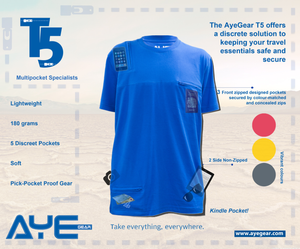 AyeGear 5 Pocket Tshirt , Tshirt - AyeGear, AyeGear - Travel Clothing, Carry Your iPad | Travel Vests | Hoodies | Jackets | Tees
 - 7
