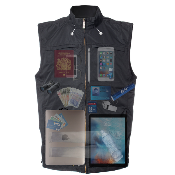 Men's travel vest with hidden pockets clearance