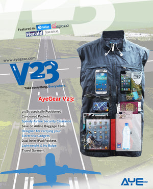 AyeGear V23 - Travel Vest , Travel Vest - AyeGear, AyeGear - Travel Clothing, Carry Your iPad | Travel Vests | Hoodies | Jackets | Tees
 - 2