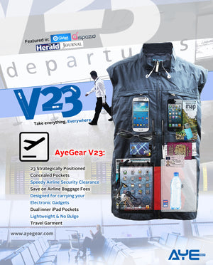 AyeGear V23 - Travel Vest , Travel Vest - AyeGear, AyeGear - Travel Clothing, Carry Your iPad | Travel Vests | Hoodies | Jackets | Tees
 - 13